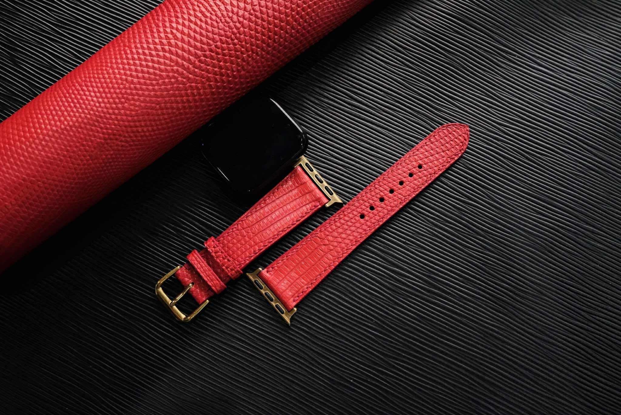 コピー:高級トカゲ革時計ベルト手縫い時計ベルトアップルウォッチ時計ベルト1枚目の画像